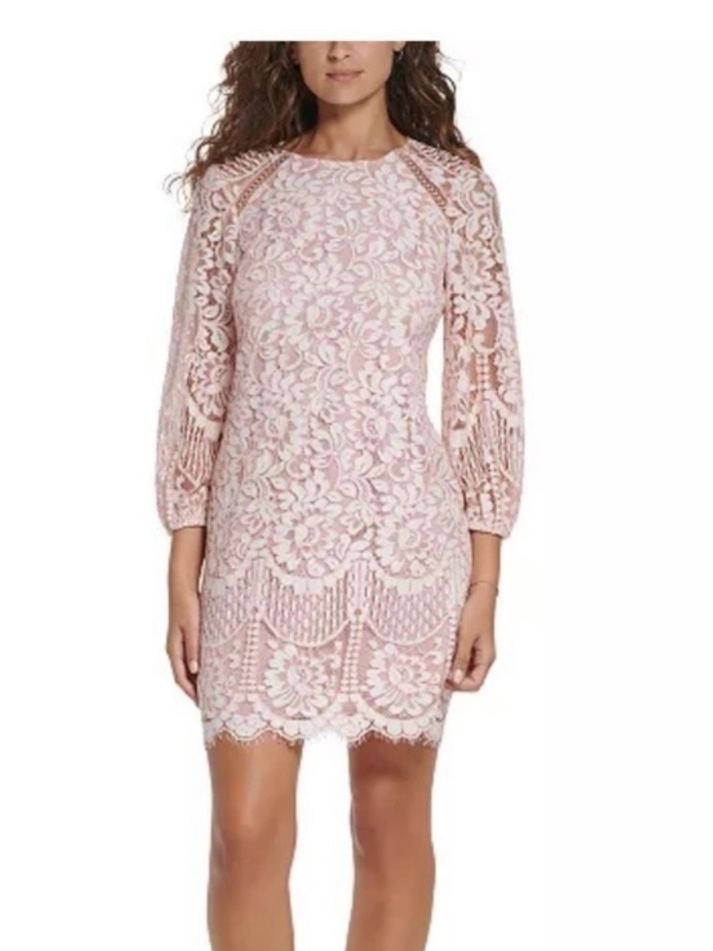 Vince Camuto Blush Pink Lace Overlay Shift Dress